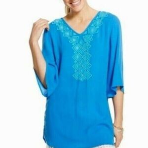 Lilly Pulitzer x target gauze tunic bluebell NWT embroidered top blue size SP